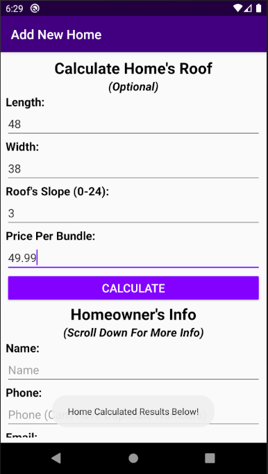 Calculate Home Information
