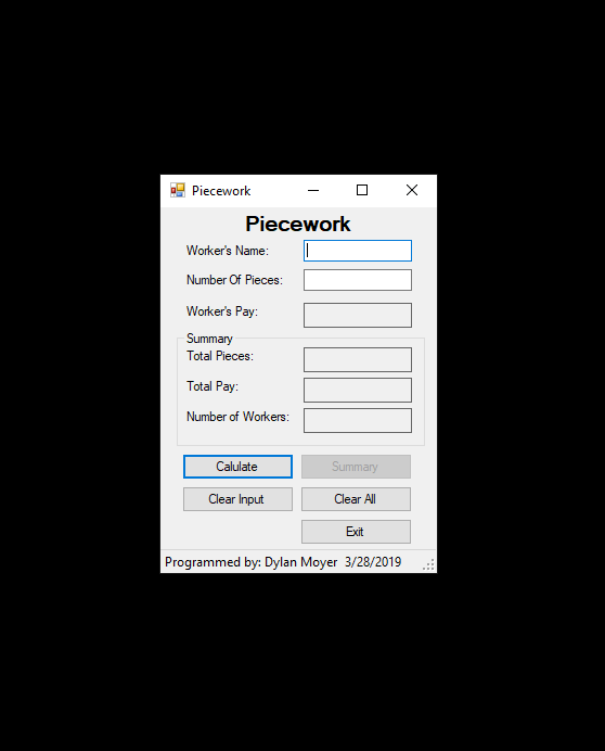 Piecework Program