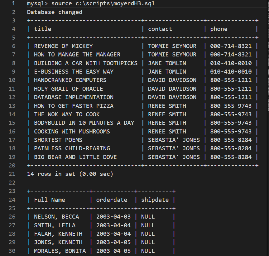 Script Output code 2