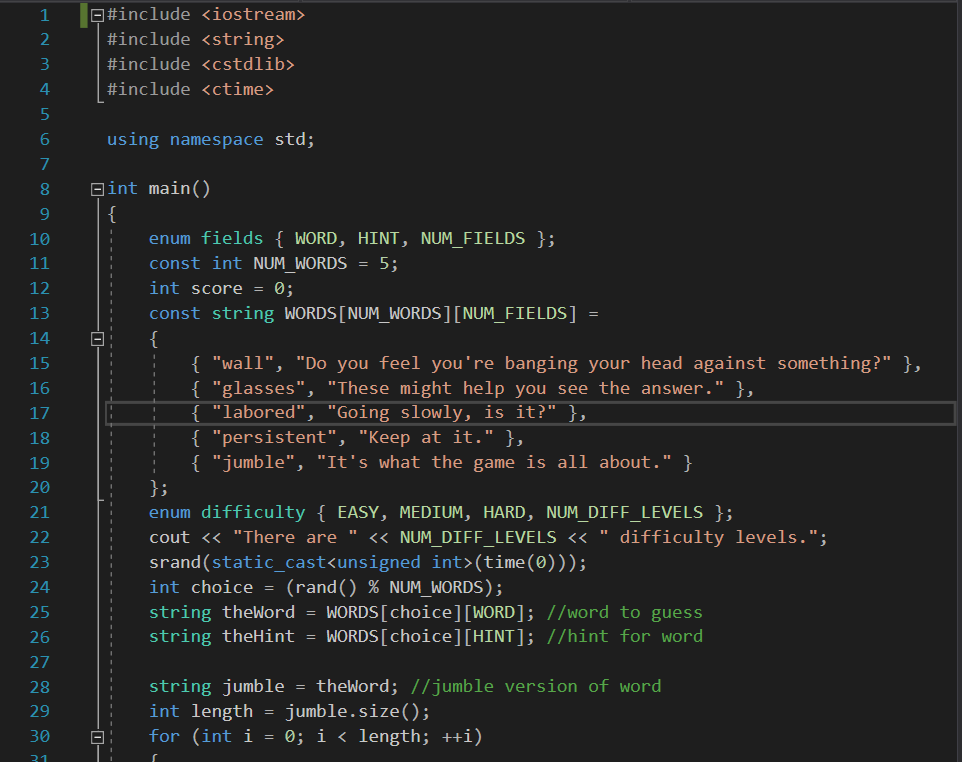 Word Jumble Code