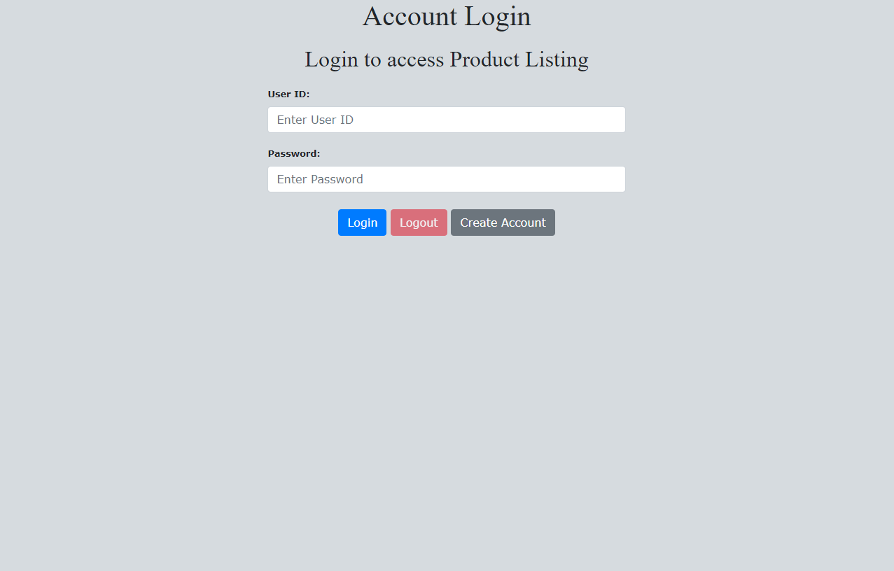Account Login Page